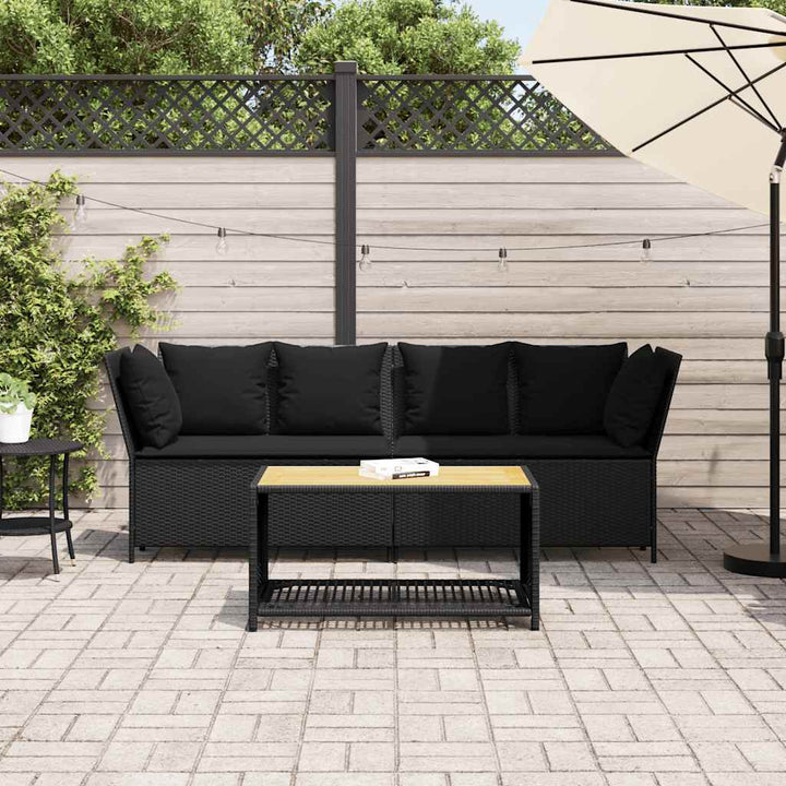 havesofa med hynder polyrattan sort