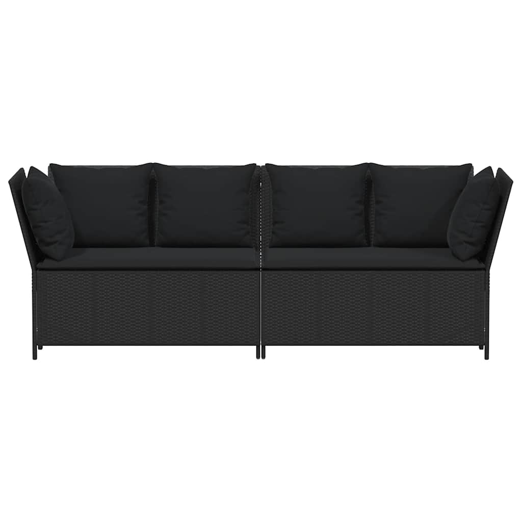 havesofa med hynder polyrattan sort