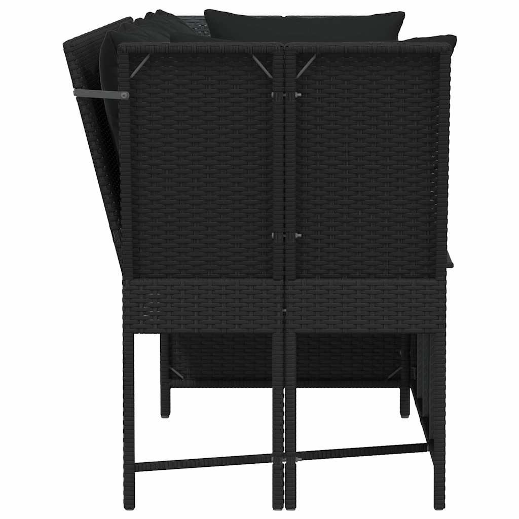 havesofa med hynder polyrattan sort