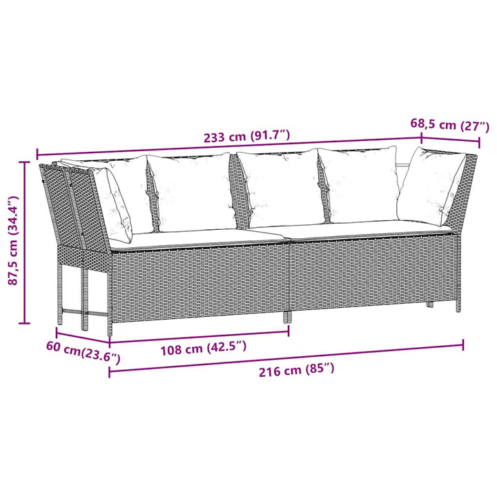 havesofa med hynder polyrattan sort