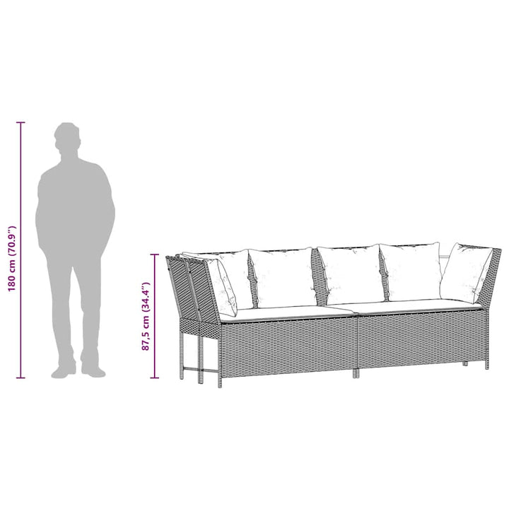havesofa med hynder polyrattan sort