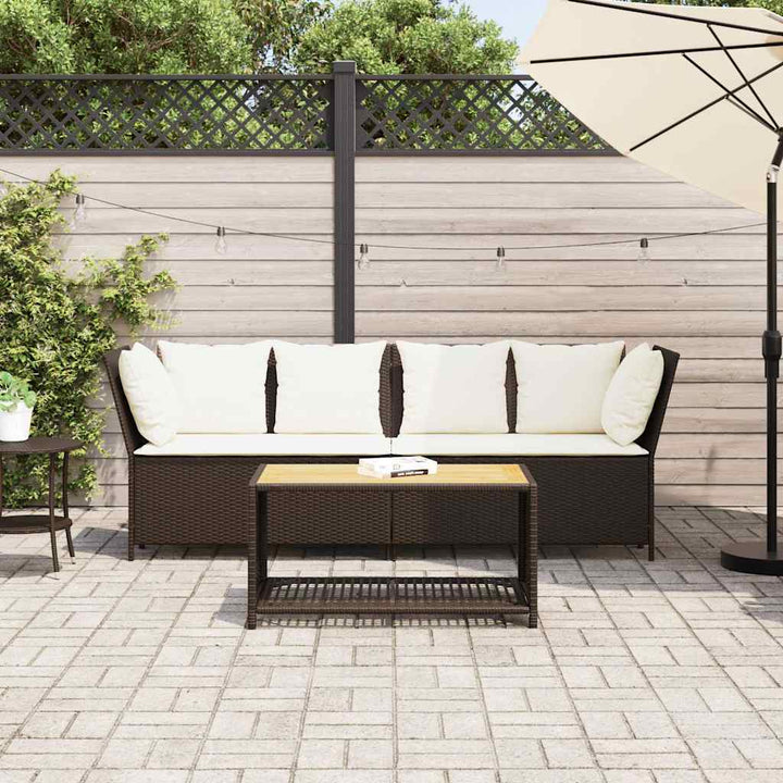 havesofa med hynder polyrattan brun