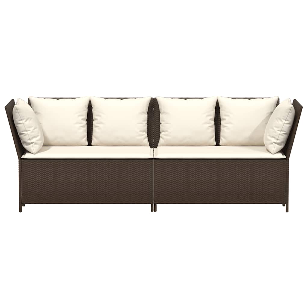 havesofa med hynder polyrattan brun