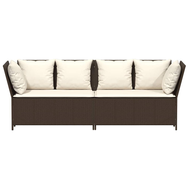 havesofa med hynder polyrattan brun