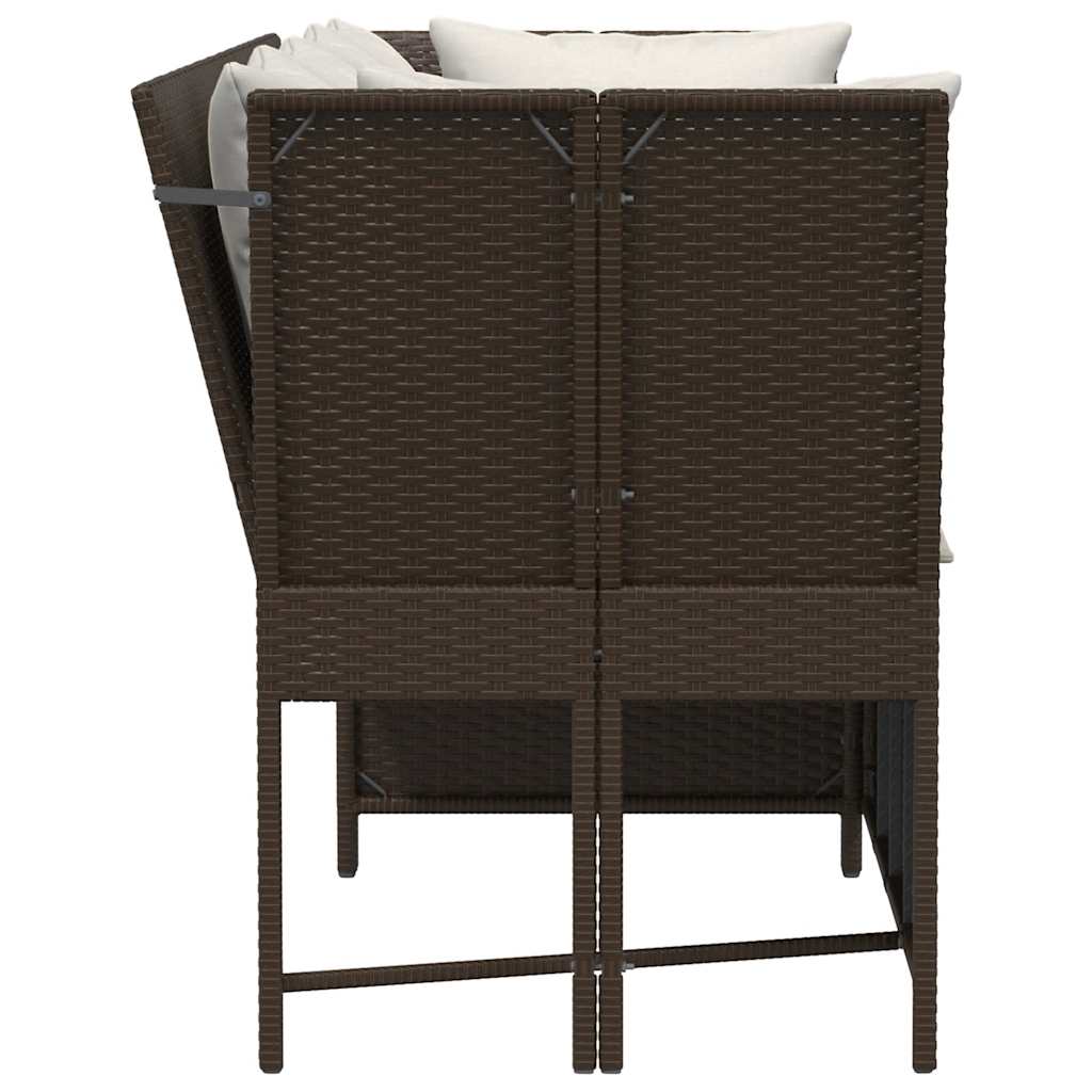 havesofa med hynder polyrattan brun