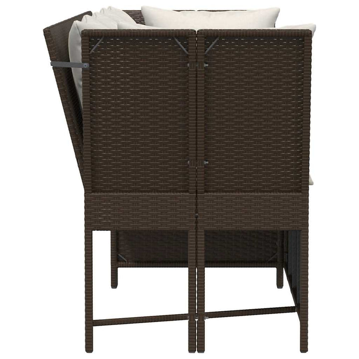 havesofa med hynder polyrattan brun