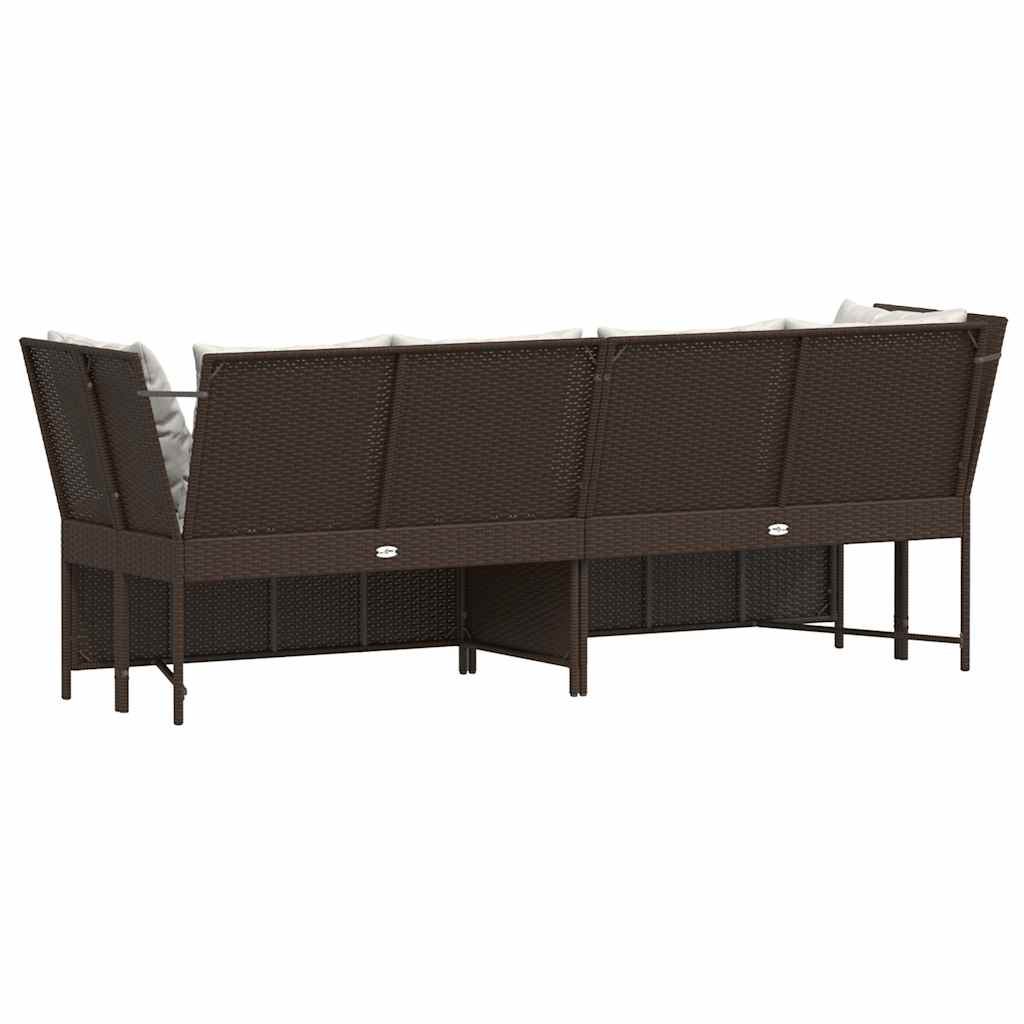 havesofa med hynder polyrattan brun