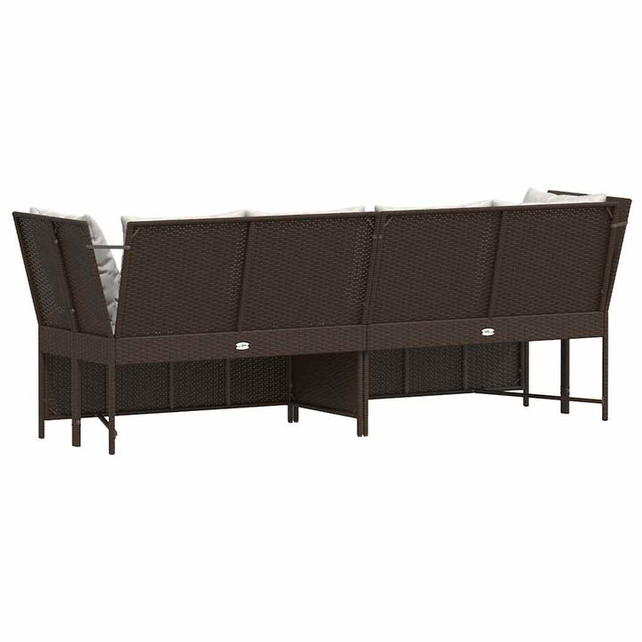 havesofa med hynder polyrattan brun
