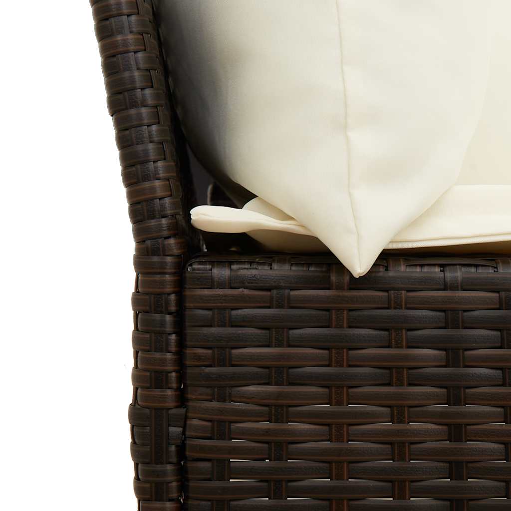 havesofa med hynder polyrattan brun