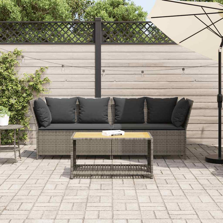 havesofa med hynder polyrattan grå