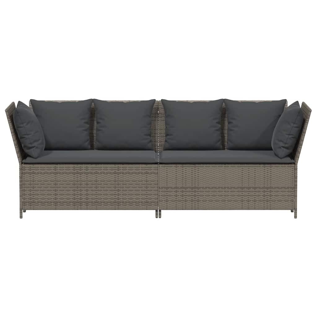 havesofa med hynder polyrattan grå