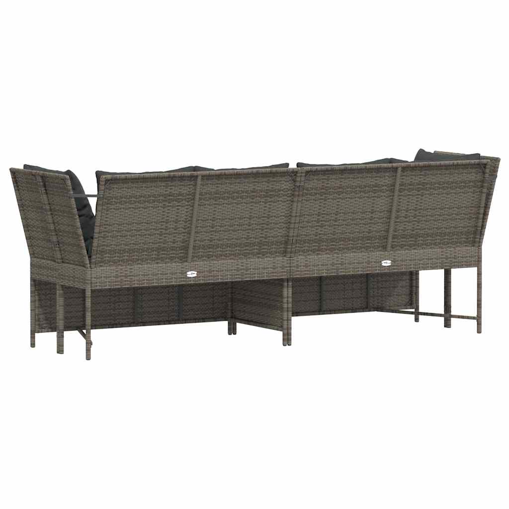havesofa med hynder polyrattan grå