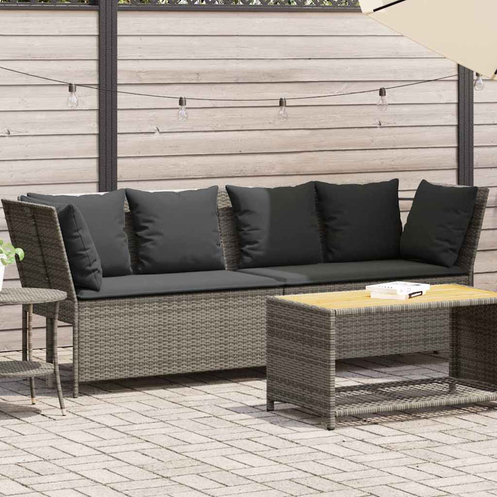 havesofa med hynder polyrattan grå