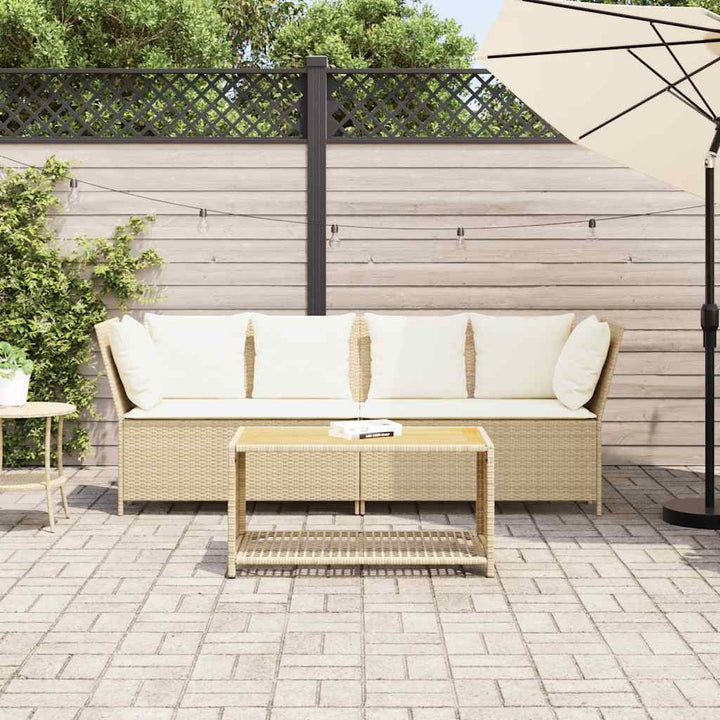havesofa med hynder polyrattan beige