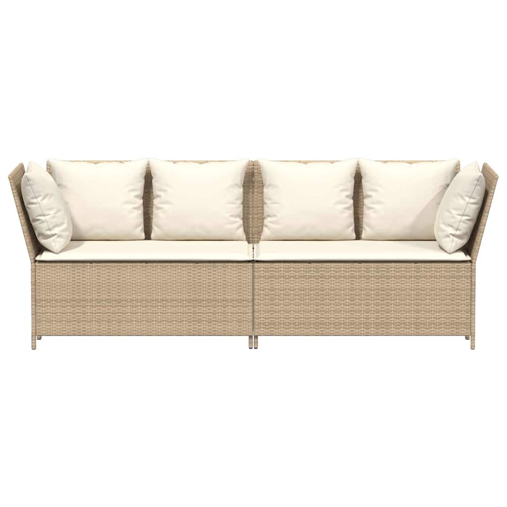 havesofa med hynder polyrattan beige