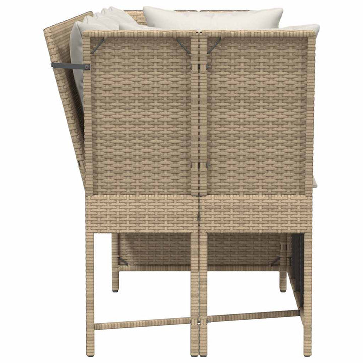 havesofa med hynder polyrattan beige