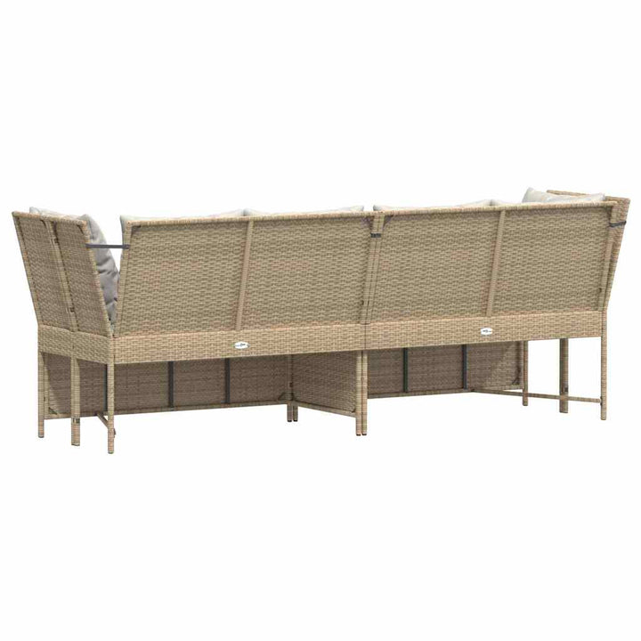 havesofa med hynder polyrattan beige