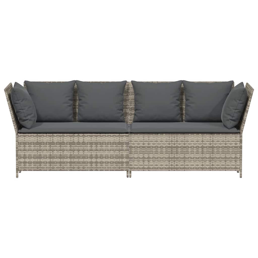havesofa med hynder polyrattan lysegrå