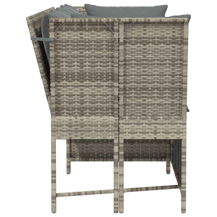 havesofa med hynder polyrattan lysegrå