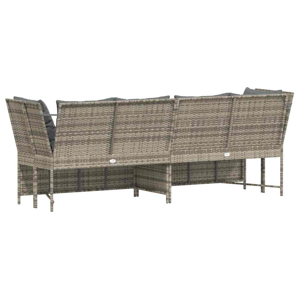 havesofa med hynder polyrattan lysegrå