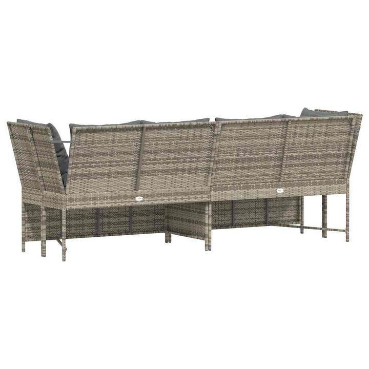 havesofa med hynder polyrattan lysegrå