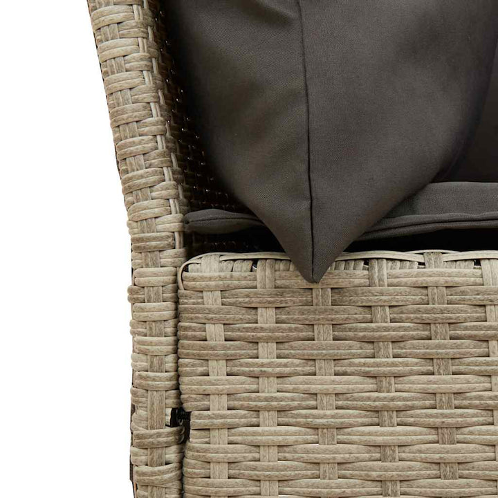 havesofa med hynder polyrattan lysegrå