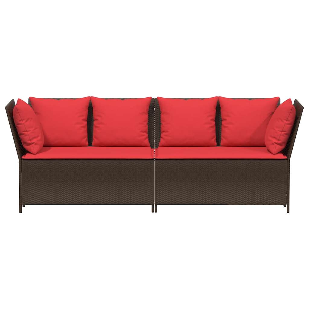 havesofa med hynder polyrattan brun