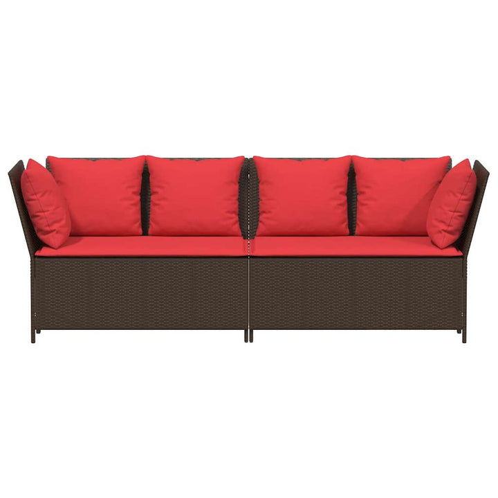 havesofa med hynder polyrattan brun