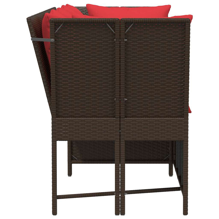 havesofa med hynder polyrattan brun