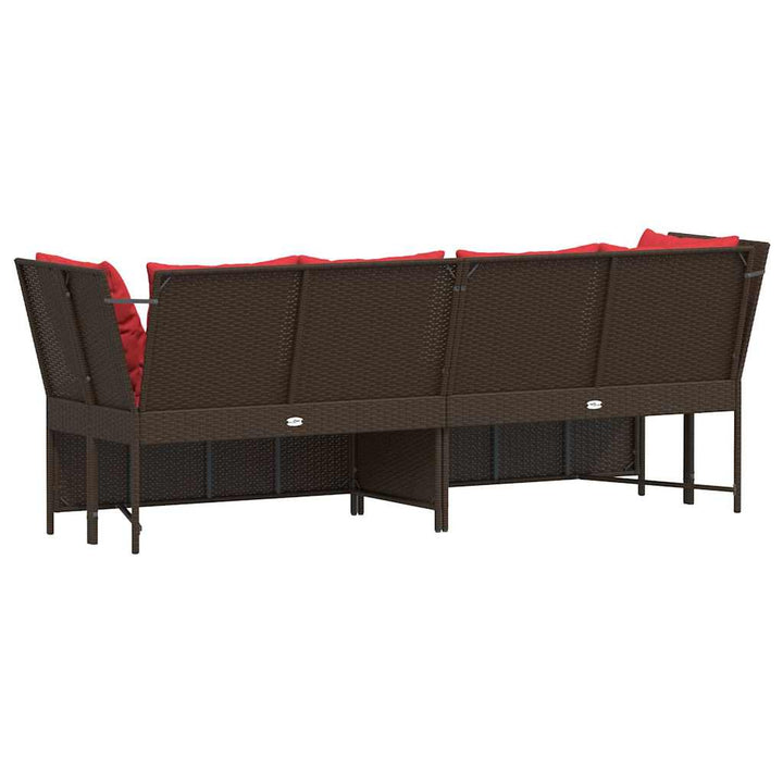havesofa med hynder polyrattan brun