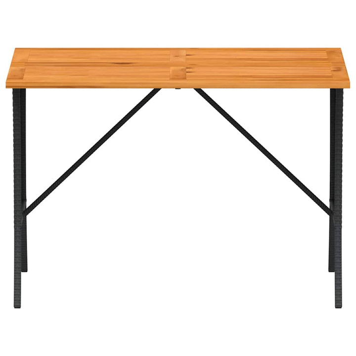 havebord med top i akacietræ 105x75x72 cm polyrattan sort