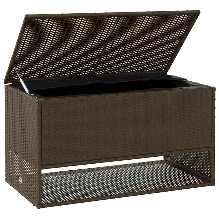 udendørs hyndeboks 100x55x55,5 cm polyrattan brun