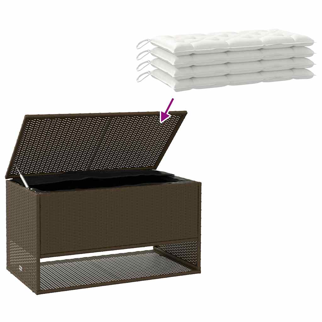 udendørs hyndeboks 100x55x55,5 cm polyrattan brun