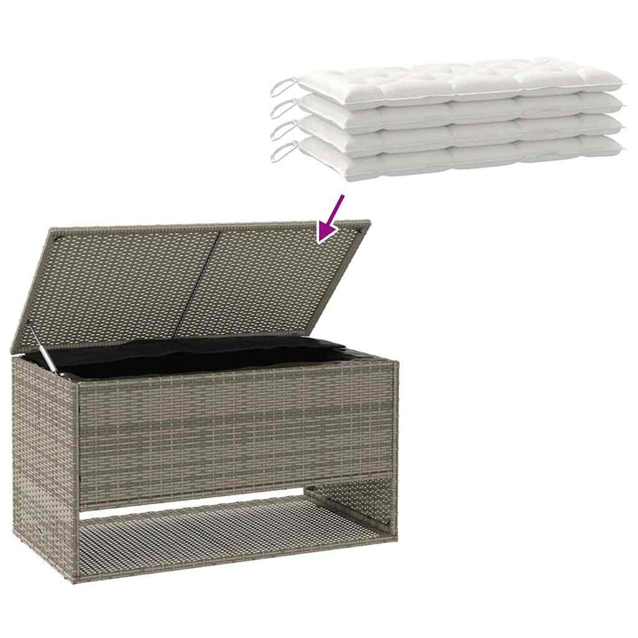 udendørs hyndeboks 100x55x55,5 cm polyrattan grå