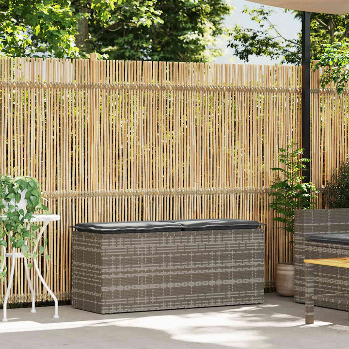 havebænk med hynde 110x40x44 cm polyrattan grå