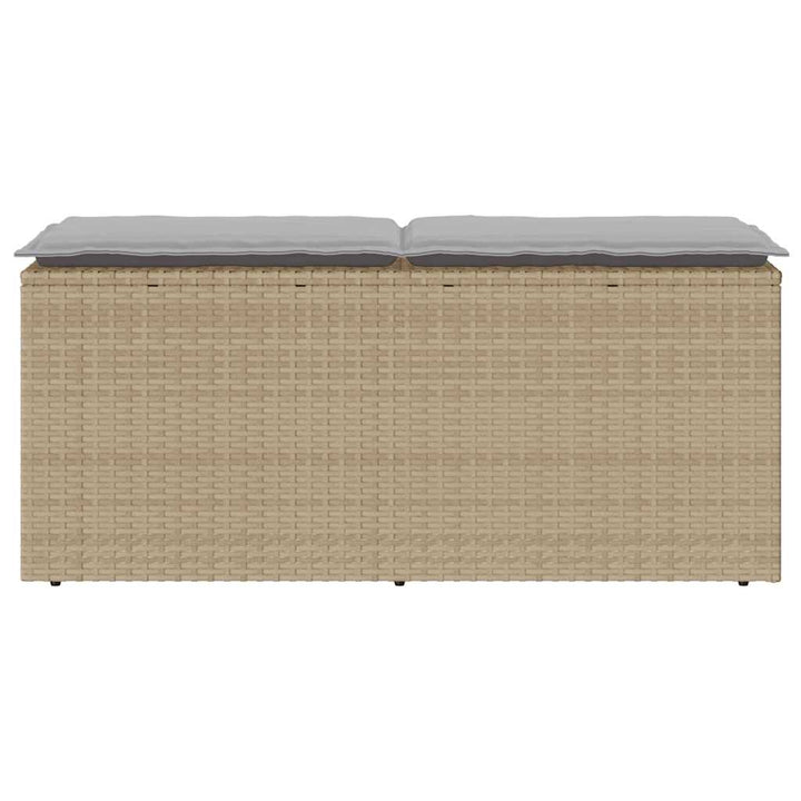 havebænk med hynde 110x40x44 cm polyrattan beige
