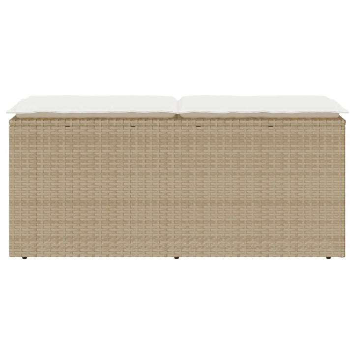 havebænk med hynde 110x40x44 cm polyrattan beige