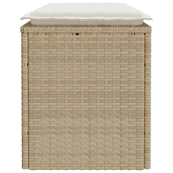 havebænk med hynde 110x40x44 cm polyrattan beige