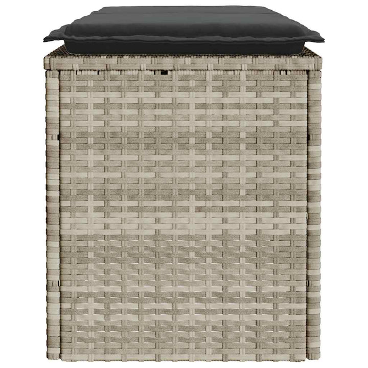 havebænk med hynde 110x40x44 cm polyrattan lysegrå