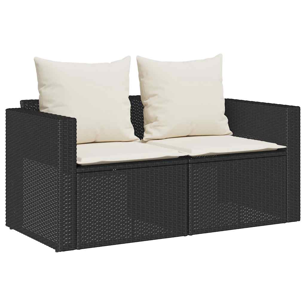 sofasæt til haven 5 dele med hynder stabelbar polyrattan sort