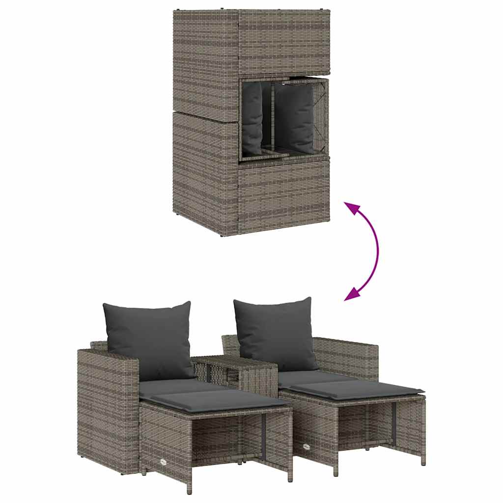 sofasæt til haven 5 dele med hynder stabelbar polyrattan grå