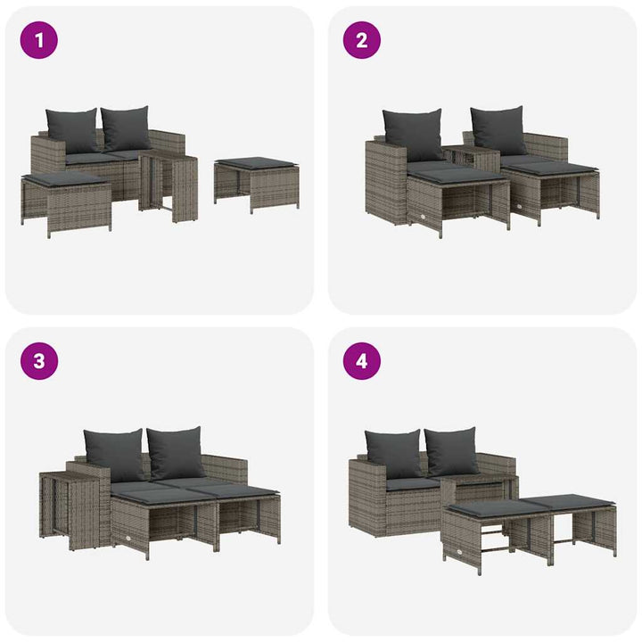 sofasæt til haven 5 dele med hynder stabelbar polyrattan grå
