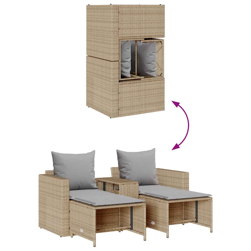 sofasæt til haven 5 dele med hynder stabelbar polyrattan beige