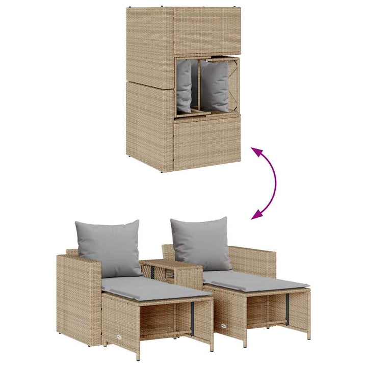 sofasæt til haven 5 dele med hynder stabelbar polyrattan beige