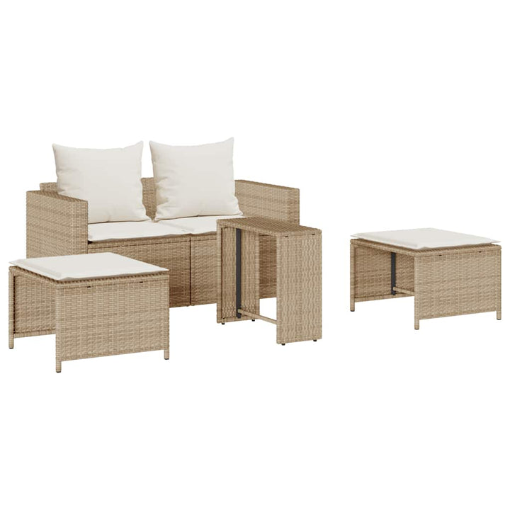 sofasæt til haven 5 dele med hynder stabelbar polyrattan beige