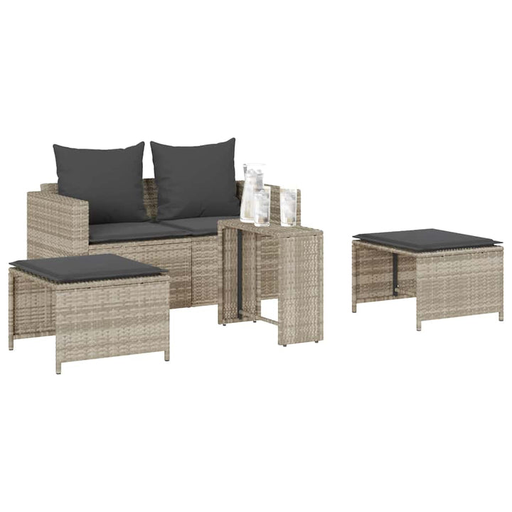 sofasæt til haven 5dele med hynder stabelbar polyrattan lysegrå