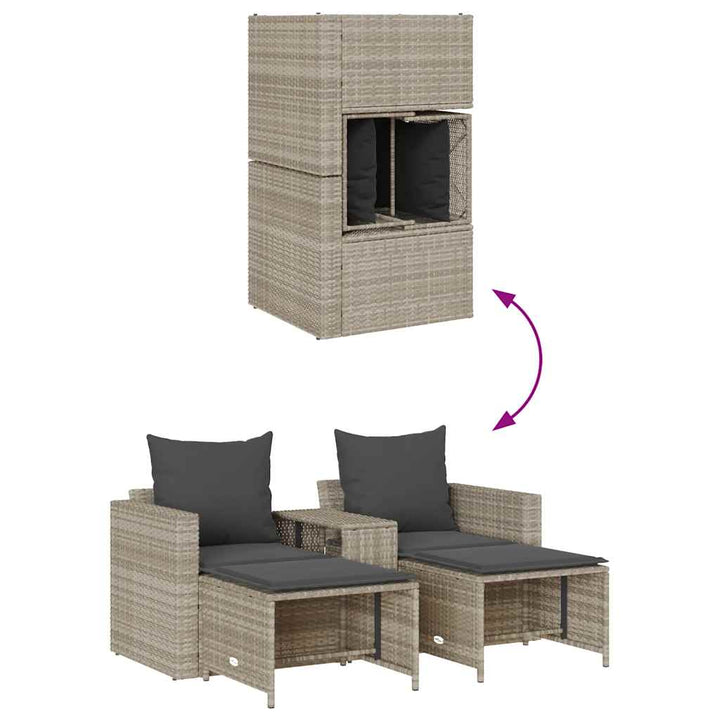 sofasæt til haven 5dele med hynder stabelbar polyrattan lysegrå