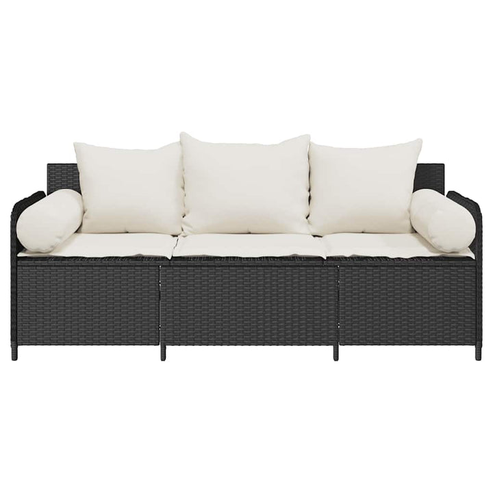 3-personers havesofa med hynder polyrattan sort