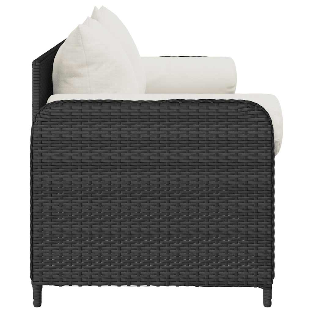 3-personers havesofa med hynder polyrattan sort