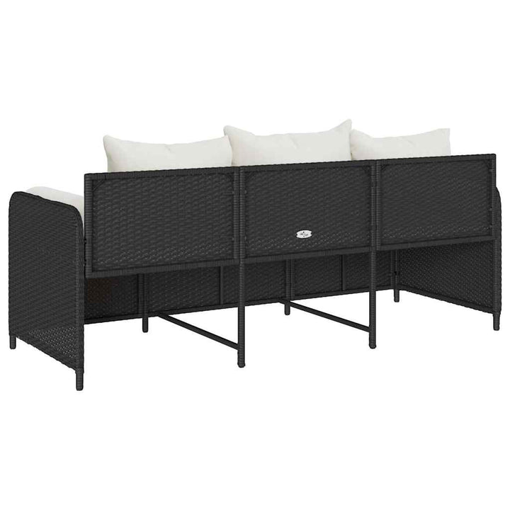 3-personers havesofa med hynder polyrattan sort